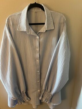 Light Blue Striped Button-Up Shirt